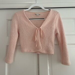 Topshop: pink fuzzy cardigan